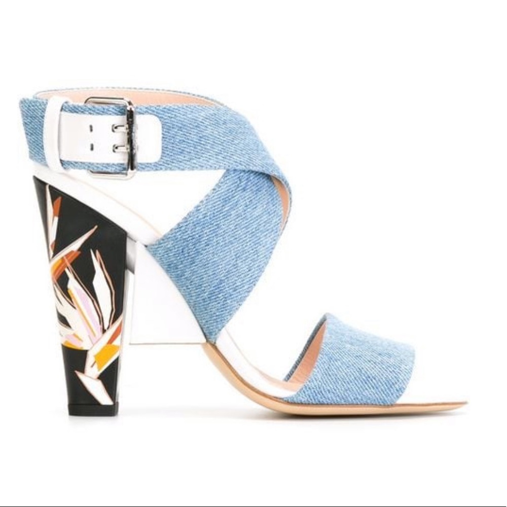 Fendi Beyond Bird Of Paradise Denim Sandals